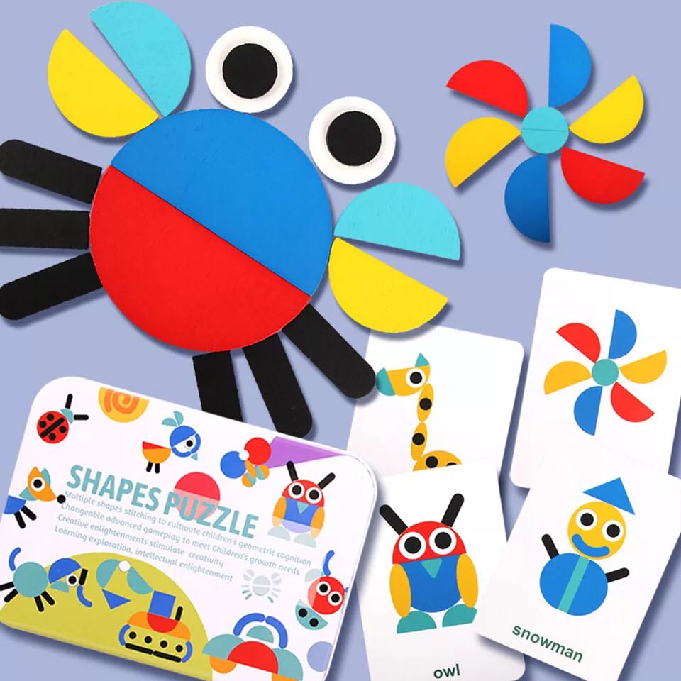 Shape Puzzle Educational Toy Wooden Pattern Blocks Mental Development Toys Kit for Kids SAL99  007B