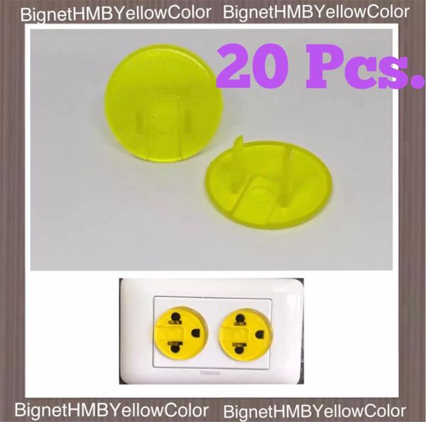 H.M.B. Plug 10 Pcs. ที่อุดรูปลั๊กไฟ Handmade®️ Yellow Color ฝาครอบรูปลั๊กไฟ รุ่น -สีเหลืองใส- 10,20,3040,50 Pcs.  !! Outlet Plug !!  สีวัสดุ สีเหลือง Yellow color  20 ชิ้น ( 20 Pcs. )