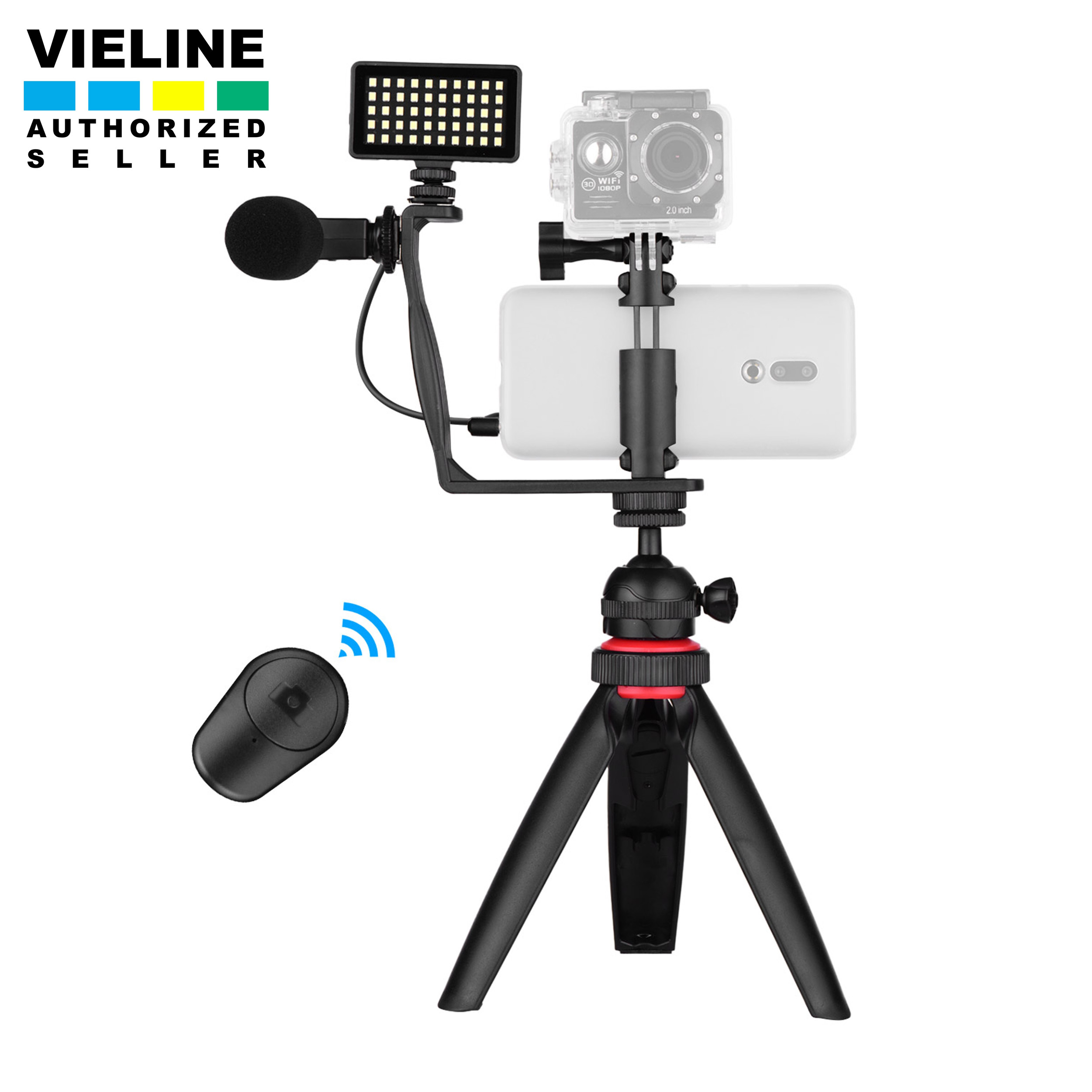 โทรศัพท์วิดีโอVlogชุดหัวบอลขาตั้งกล้องสามขาไมโครโฟนไฟLEDโทรศัพท์Clamp Mountอะแดปเตอร์เลนส์ติดกล้องโทรศัพท์มือถือ3 Diffusersใช้งานร่วมกับสมาร์ทโฟนกล้องแอคชั่นแคมเมรากล้องDSLR Mirrorless
