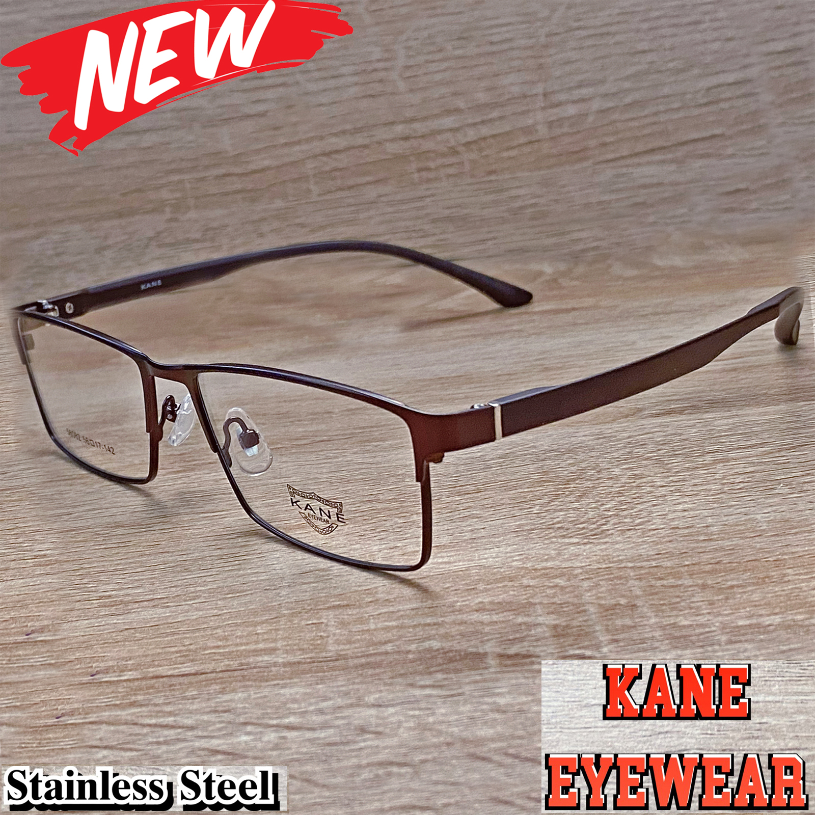 แว่นตาสำหรับตัดเลนส์ กรอบแว่นตา แว่นตา ชาย-หญิง Fashion รุ่น KANE 56082 กรอบเต็ม ทรงเหลี่ยม ขาข้อต่อ Stainless Steel