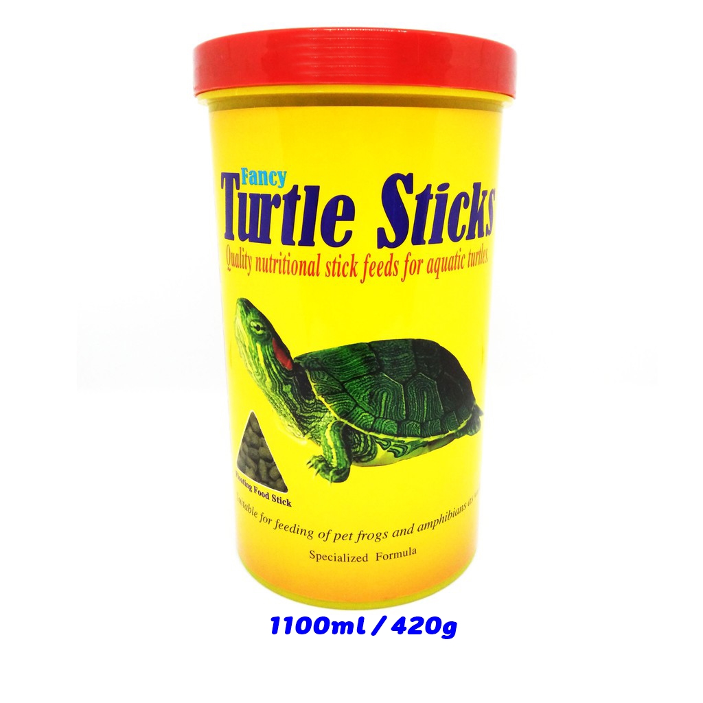 อาหารเต่าน้ำ กบ สัตว์ครึ่งบกครึ่งน้ำ อาหารชนิดแท่ง ลอยน้ำ โปรตีนสูง ฝาแดง ขนาด 420g / Classica FANCY Turtle Sticks 1100ml (420g)