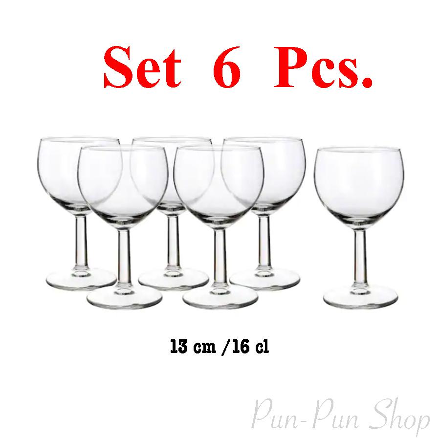 แก้วไวน์ แก้วใส  คุณภาพดีปลอดแคดเมียมและตะกั่วล้างในเครื่องล้างจานได้  เลือก 2 แบบ ราคาสินค้าขึ้นกับขนาด/จำนวนที่เลือก สี Wine Glass 13 cm. ( 16 cl ) Set 6 Pcs