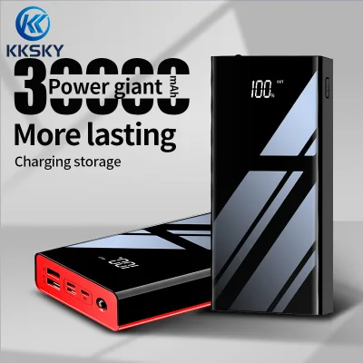 KKSKY ความจุ Power bank 30000mAh ของแท้ 100% LED LCD With Flash Light Power Bank ถือง่าย ท่องเที่ยว แบต เพาเวอร์แบงค์ Quick Charge 2.0