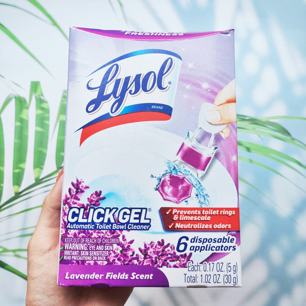 เจลดับกลิ่นและทำความสะอาดโถสุขภัณฑ์ กลิ่นลาเวนเดอร์ Click Gel Automatic Toilet Bowl Cleaner Lavender Fresh Scent 6 disposable applicators (Lysol®)