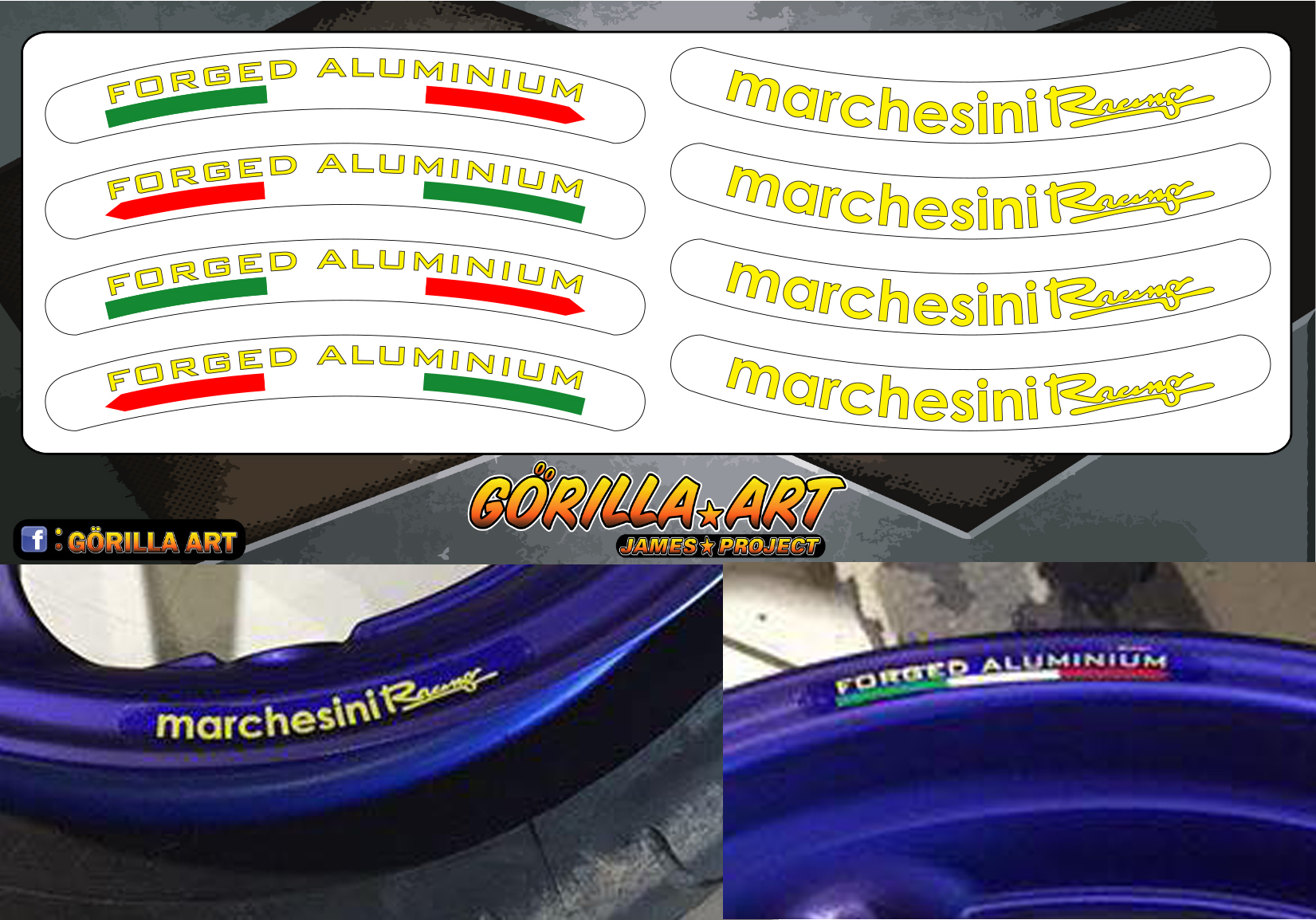 สติ๊กเกอร์ติดวงล้อ ติดขอบล้อ Marchesini V2 Sticker เกรดพรีเมี่ยม