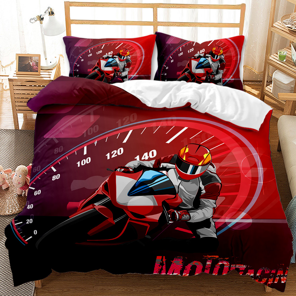 Motorbike Duvet Cover Set Motocross Rider Racing Motorcycle Dirt Bike