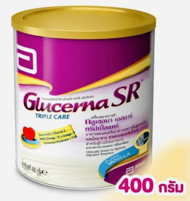 (มีคูปองส่งฟรี) Glucerna SR 400g กลูเซอน่า อาหารทดแทนสำหรับผู้ป่วยโรคเบาหวาน ขนาด400กรัม1กระป๋อง