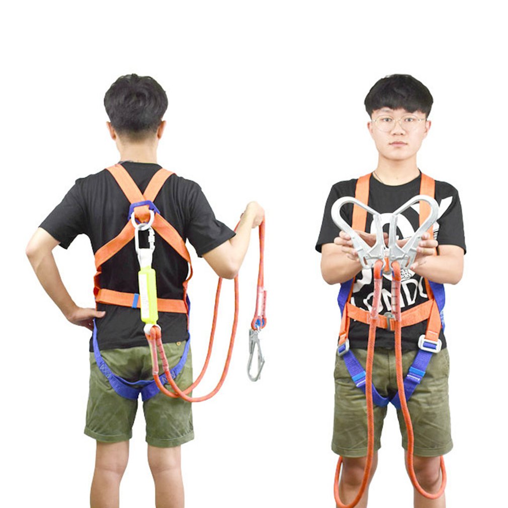 เข็มขัดเซฟตี้ เข็มขัดนิรภัย Safety Belt รับน้ำหนักได้มากถึง 270 kg ตะขอคู่กลางแจ้งปรับปีนสายรัดเข็มขัดนิรภัยกู้ภัยเชือกอากาศทำงานหัวเข็มขัดขนาดใหญ่