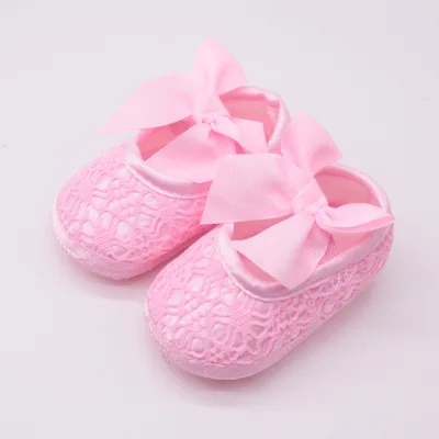 Baby Shoes for Girl Cute Lace Flower Bowknot Soft Anti Slip Newborn 0-18 Months Girls Flats