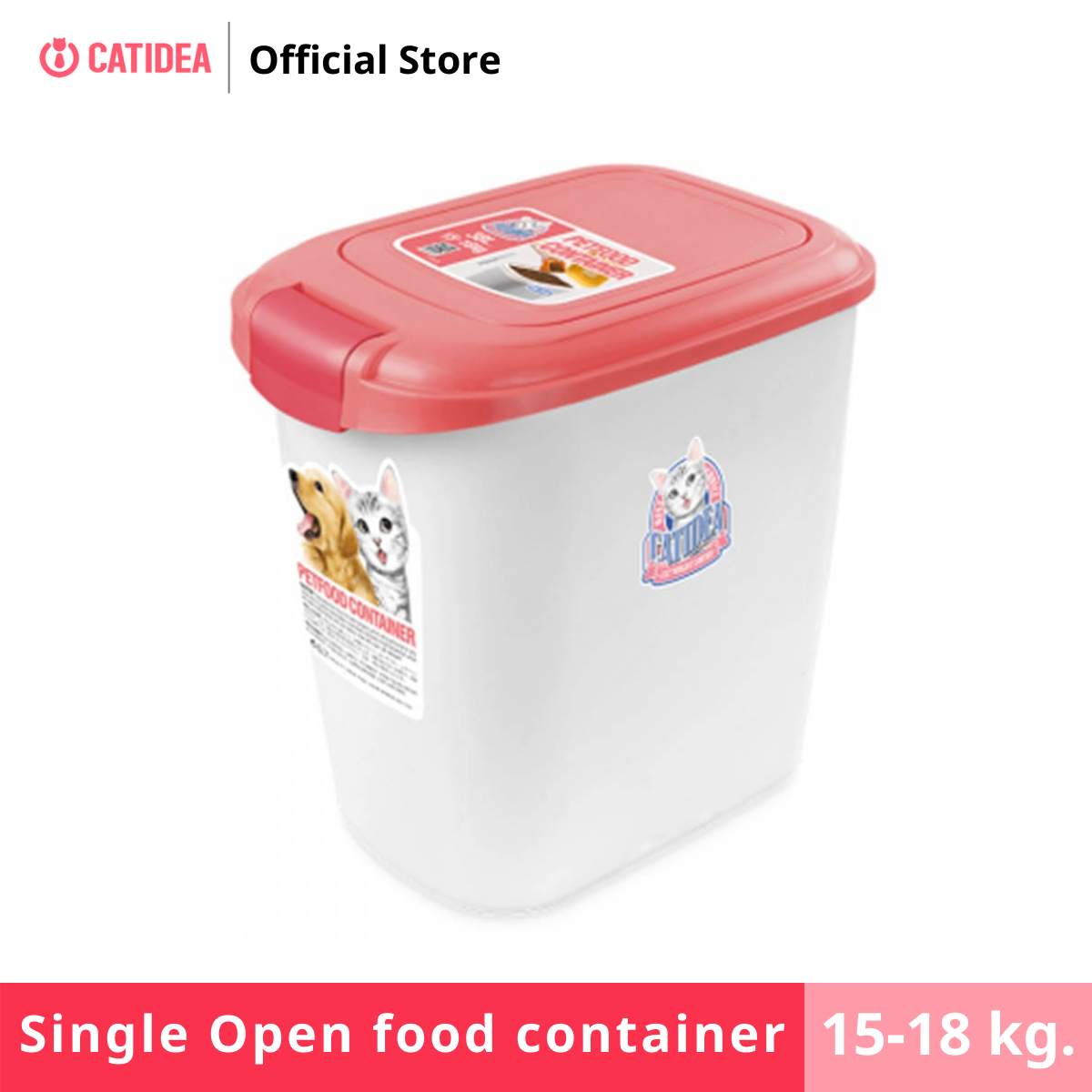 Catidea Single Open food container 15-18 kg. ถังเก็บอาหารสัตว์เลี้ยง พร้อมช้อนตัก ขนาด 15-18 กิโลกรัม