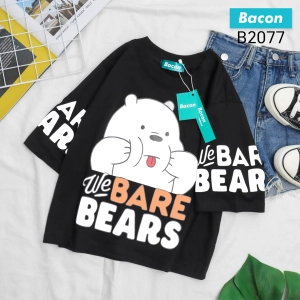 สินค้า เสื้อครอป หมี Bare Bears เสื้อครอปฮุ้ด ครอปเด็ก