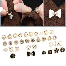 A5TG 30PCS NGHỆ THUẬT Huy Hiệu Đồ thủ công Vải Trâm cài may miễn phí Nút ngọc trai Kim cương giả Trang trí bằng hợp kim có thể tháo rời Ngăn chặn các chốt tiếp xúc ngẫu nhiên