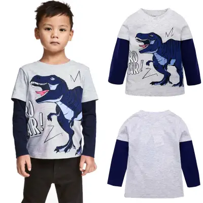 Baileyshop Kids Cloth Children Clothing Sets Toddler Baby Boys Girls Long Sleeve Cartoon Dinosaur Print Tops T-Shirt Clothes