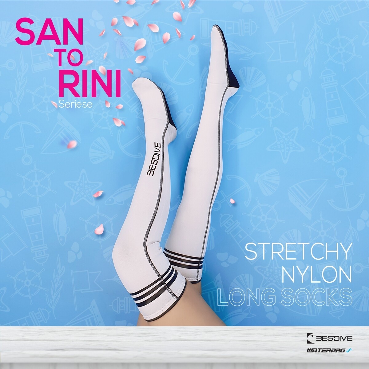 Stretchy Nylon Long Socks / Best dive Neoprene Elastic Free Diving Socks /ถุงเท้าสำหรับใส่ดำน้ำ