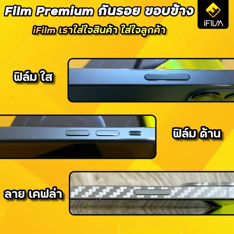 ภาพสินค้าiFilm ฟิล์มกันรอย ขอบข้าง แบบใส ด้าน เคฟล่า สำหรับ iphone ไอโฟน iphone14 14pro 14Plus 14promax iphone13 13promax 13pro 13mini iphone12 12mini 12promax ฟิล์มiphone ฟิล์มกันรอยiphone จากร้าน Acnachokh 9D 9H บน Lazada ภาพที่ 6