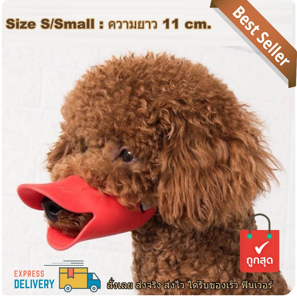 ตะกร้อครอบปากหมา / แนวแฟซี ปากเป็ด สีแดง Size S (Small) : ความยาว 11 เซนิเมตร / ที่ครอบปากหมา เก๋ๆ ค่ะ