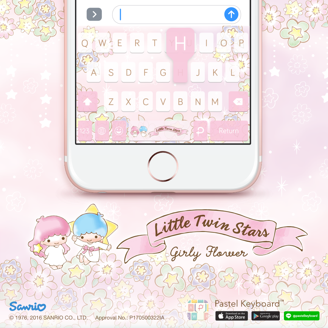 Little Twin Star Girly Flower Keyboard Theme⎮ Sanrio (E-Voucher) for Pastel Keyboard App