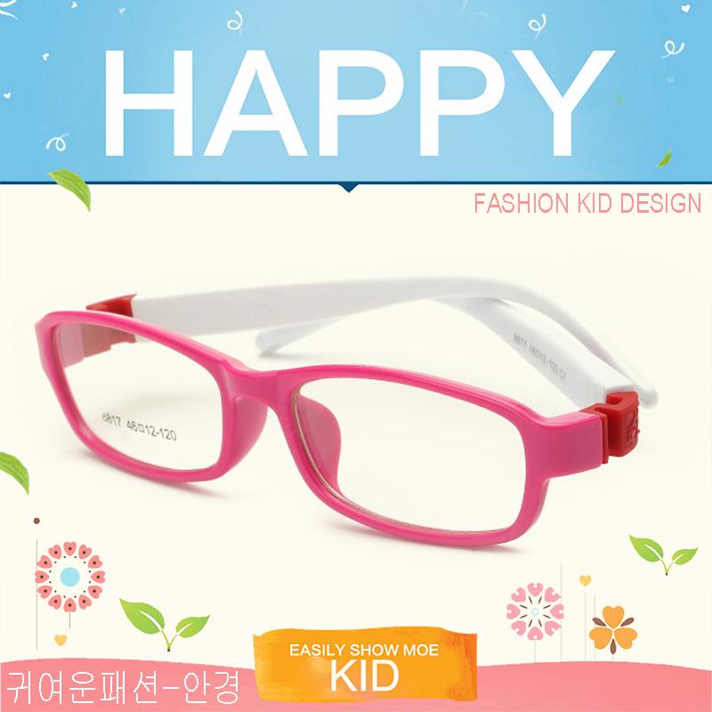 แว่นตาเกาหลีเด็ก Fashion Korea Children แว่นตาเด็ก รุ่น 8817 C-7 สีชมพูขาขาวข้อแดง กรอบแว่นตาเด็ก Rectangle ทรงสี่เหลี่ยมผืนผ้า Eyeglass baby frame ( สำหรับตัดเลนส์ ) วัสดุ PC เบา ขาข้อต่อ Kid leg joints Plastic Grade A material Eyewear Top Glasses