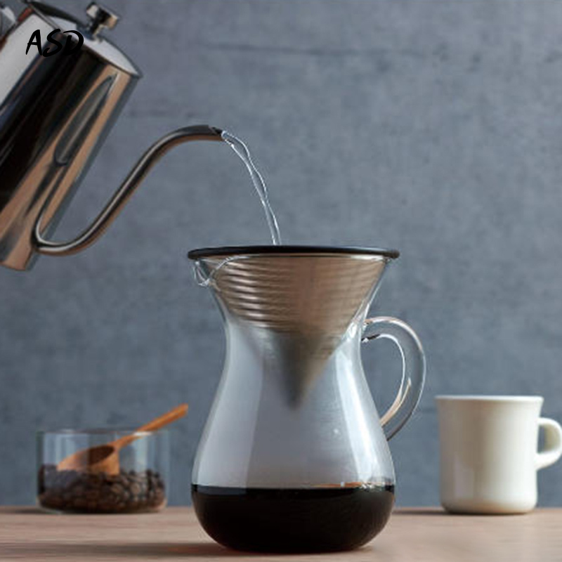 Stainless Steel Pour Over Coffee Filter Reusable Paperless Cone Dripper ...