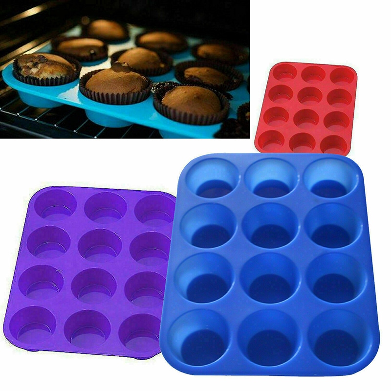 Silicone Mini Muffin Mould Cupcake NonStick Mold Baking Oven Pan Tray Blue 