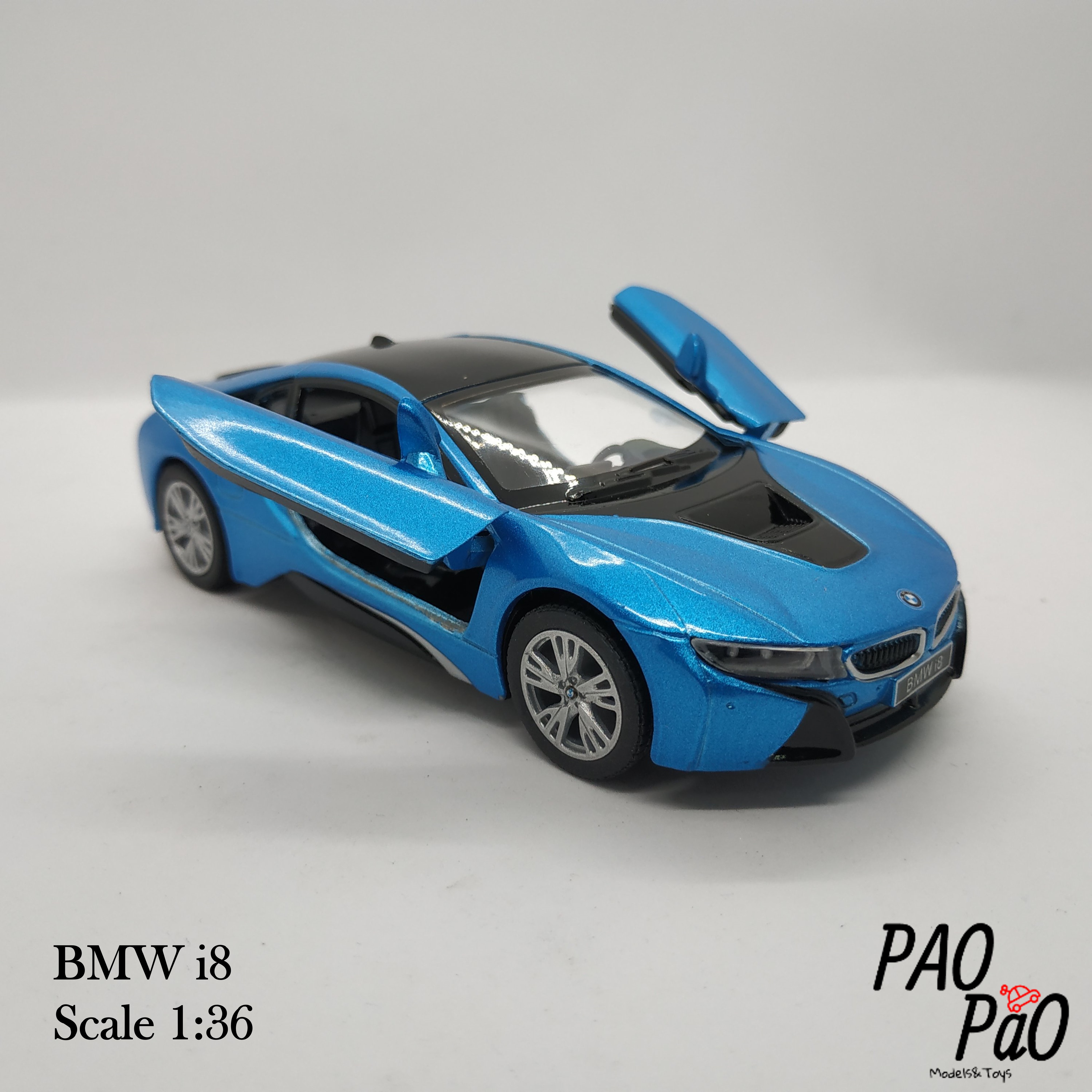 [PaoPao]โมเดลรถเหล็ก BMW i8 ของขวัญ ของเล่น ของสะสม ของแต่งบ้าน ตั้งโชว์ ไขลานวิ่งได้