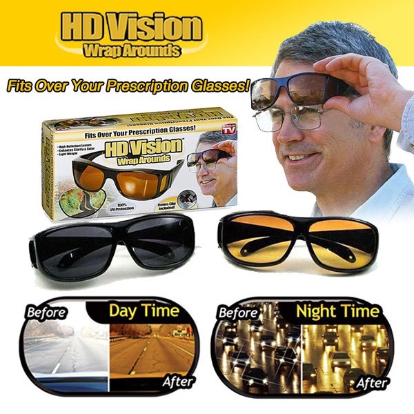 HD vision wrap แว่นตาขับรถเวลากลางวัน 1 อัน / กลางคืน 1 อัน (ชุด 2 ชิ้น) HD vision wrap แว่นตาสำหรับขับรถตอนกลางคืน เพิ่มความคมชัดในการมองเห็น แว่นตาขับรถเวลากลางวัน 1 อัน / กลางคืน 1 อัน