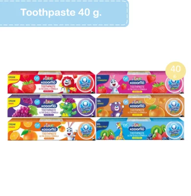 ยาสีฟันเด็ก KODOMO โคโดโม ฟลูออไรด์ สูตรเจล/ครีม 40 g.