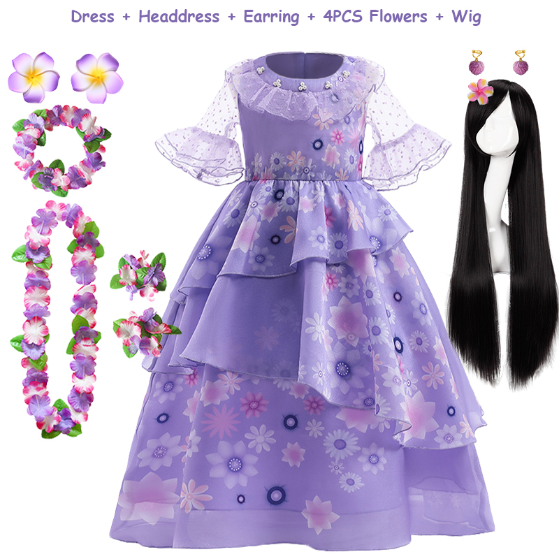 2022 Movie Children Encanto Costume Flower Girls Lotus Leaf Isabela 2022-movie-children-encanto-costume-flower-girls-lotus-leaf-isabela