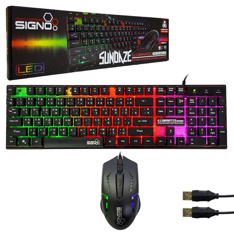 SIGNO KB-712+GM-112 SUNDAZE Keyboard And Mouse Gaming (ชุดคีย์บอร์ดเมาส์มีไฟสุดคุ้ม)