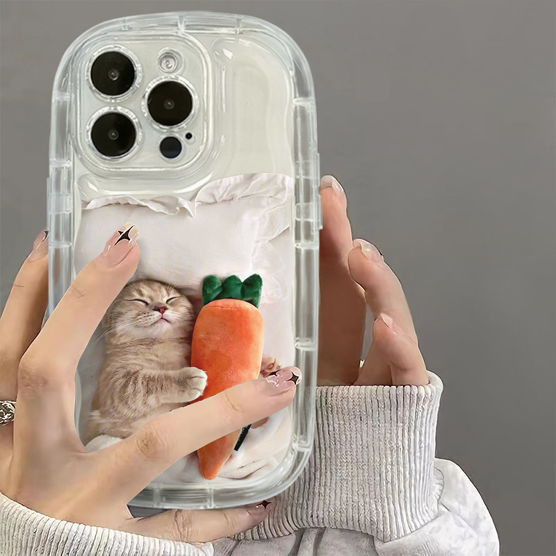 Ốp Điện Thoại TPU Silicone Mềm Trong Suốt Chống Sốc In Hình Mèo Đang Ngủ Cho IPhone 11 14 13 12 Pro XS Max X XR 8 + 7 Plus