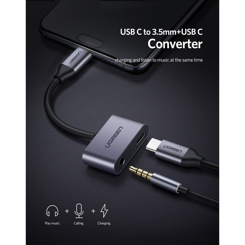 Ugreen USB C to Jack 3.5 Type C Cable Adapter For Huawei P20 Pro Xiaomi Mi 6 8 9 se
