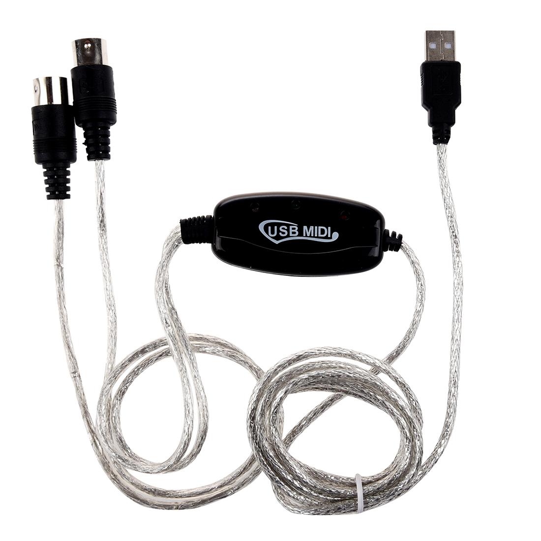 MIDI USB IN-OUT Interface Cable Cord Converter PC to Music Keyboard Adapter