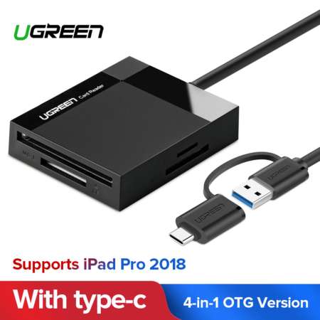 UGREEN SD Card Reader USB Type C USB 3.0 Card Hub Adapter 2 in 1 for iPad Pro 2018, Windows, Mac,  MacBook Pro,Samsung Galaxy S9 S8 Plus Huawei mate 20/10/P20 and more USB C Devices