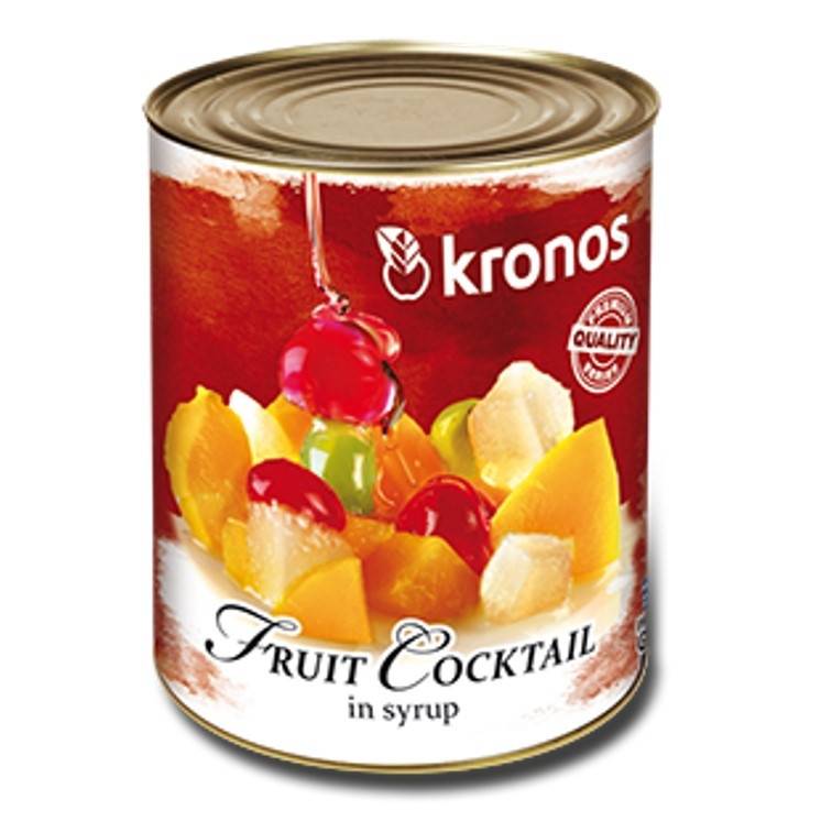 KRONOS ผลไม้รวม FRUIT COCKTAIL 820 g. เนื้อผลไม้แท้รวมมิตรในน้ำเชื่อมบรรจุกระป๋อง
