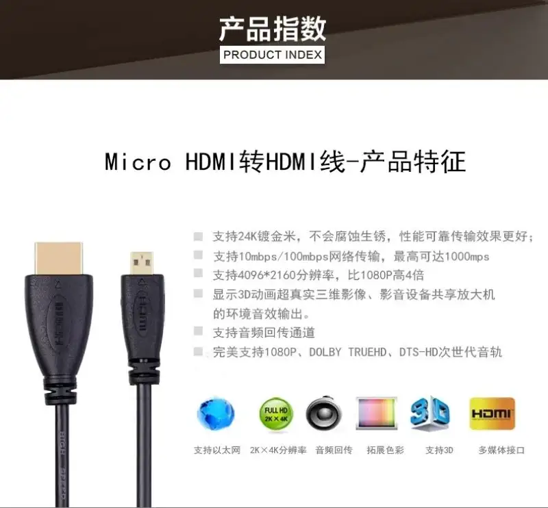 ภาพสินค้าสาย Micro HDMI 3 ม. จากร้าน Suc-Seed บน Lazada ภาพที่ 3