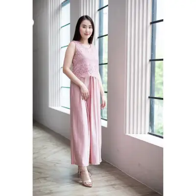 ชุดคลุมท้อง/ชุดให้นมรุ่น Grace Long Evening Dress: Blush Pink