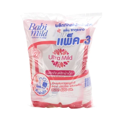 B-Bi-M น้ำยาซักผ้าเด็ก ไวท์ซากุระ 600 มล. x 3 ถุง/B-Bi-M laundry detergent Baby White Sakura 600 ml. X 3 bags