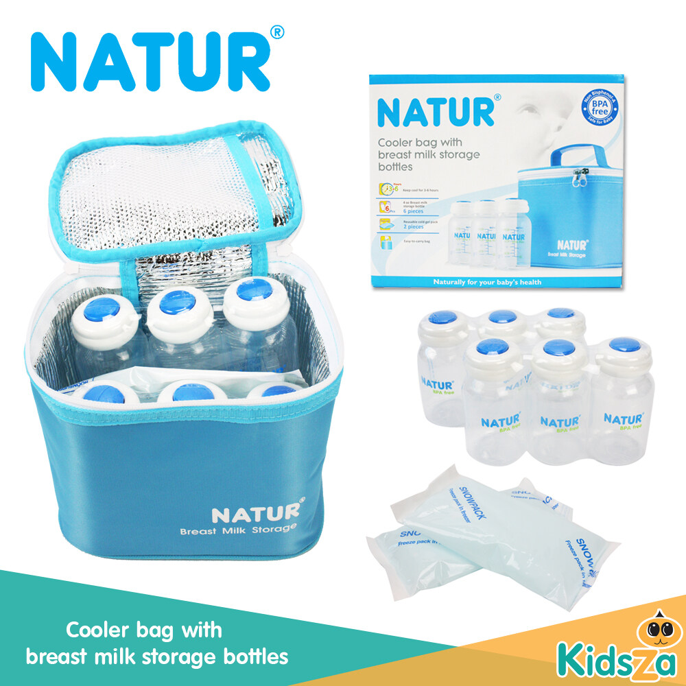 โปรโมชั่น Natur เนเจอร์ กระเป๋าเก็บอุณหภูมิ กระเป๋าเก็บความเย็น มาพร้อมขวดนมและเจลเก็บความเย็น Cooler bag with breast milk storage bottles