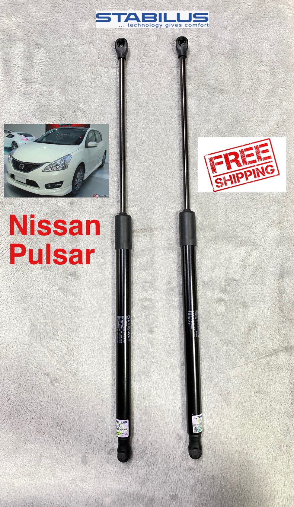 โช้คประตูท้าย Stabilus คุณภาพสูงตรงรุ่นสำหรับ Nissan Pulsar ราคาต่อคู่ 1200฿