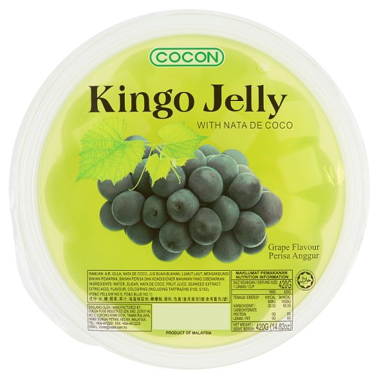 (2 Pcs) Cocon Kingo Jelly Grape Flavoured With Nata De Coco Carrageenan Dessert 420g