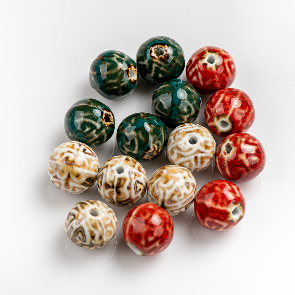 205pcs Round Shape Ceramic Beads Pendant two Side Porcelain Jewelry