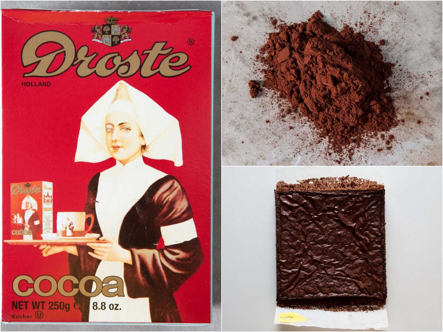 โดรสเต้ โกโก้ พาวเดอร์ 250 กรัม - โกโก้ พาวเดอร์ (เนเธอร์แลนด์) Droste Cocoa Powder (8.8 Oz) โดรสเต้ (ตรานางพยาบาล) เครื่องดื่มโกโก้ ชนิดผง สินค้าคุณภาพได้รับความเชื่อถือมานานกว่า 140 ปี การันตีความหอมอร่อย เข้มข้น เหมาะสำหรับทำเป็นเครื่องดื่มโกโก้ร้อน