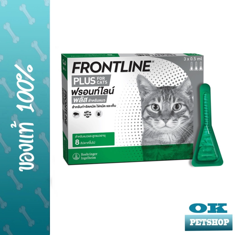 ภาพหน้าปกสินค้าหมดอายุ5/24 FRONTLINE PLUS CAT  ผลิตภัณฑ์กำจัดเห็บ หมัดและไข่หมัด สำหรับแมวและลูกแมวอายุ 8 สัปดาห์ขึ้นไป
