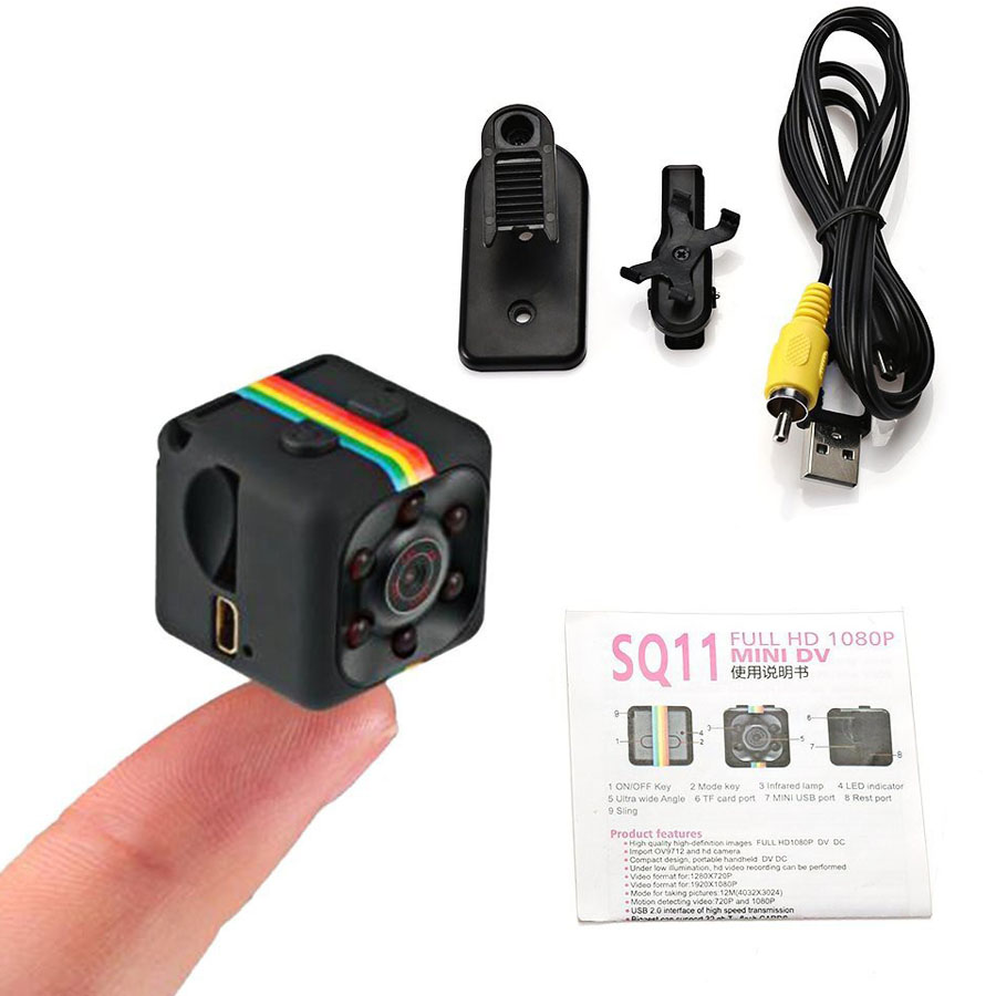 SQ11 Mini Camera กล้องติดรถยนต์กล้องไร้สายกล้องวงจรปิดขนาดเล็กพกพาสะดวกบันทึกวิดีโอ Full HD 1080P