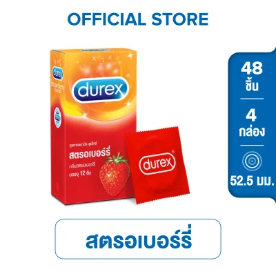 Durex Strawberry 52.5mm.Condom 12's x 4 Boxes (48pcs)