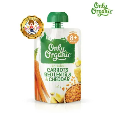 Only Organic แครอท ถั่วเลนทิลแดง & เชดดาร์ Organic Baby Foods 8+ Months