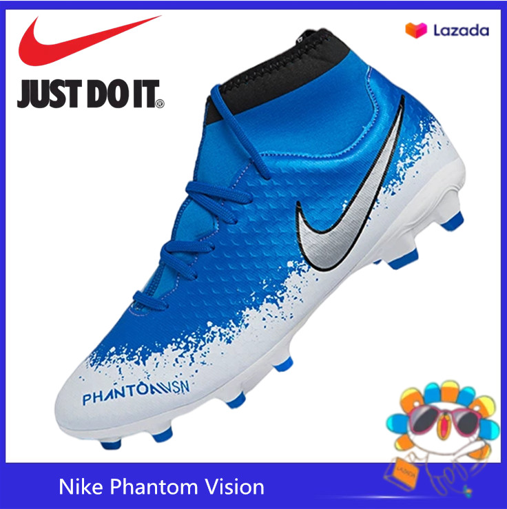 ส่งจากกรุงเทพ Nike_Phantom Vision ผู้ชายรองเท้าฟุตบอลกลางแจ้ง FG รองเท้าฟุตบอลแหลมรองเท้าฟุตบอล