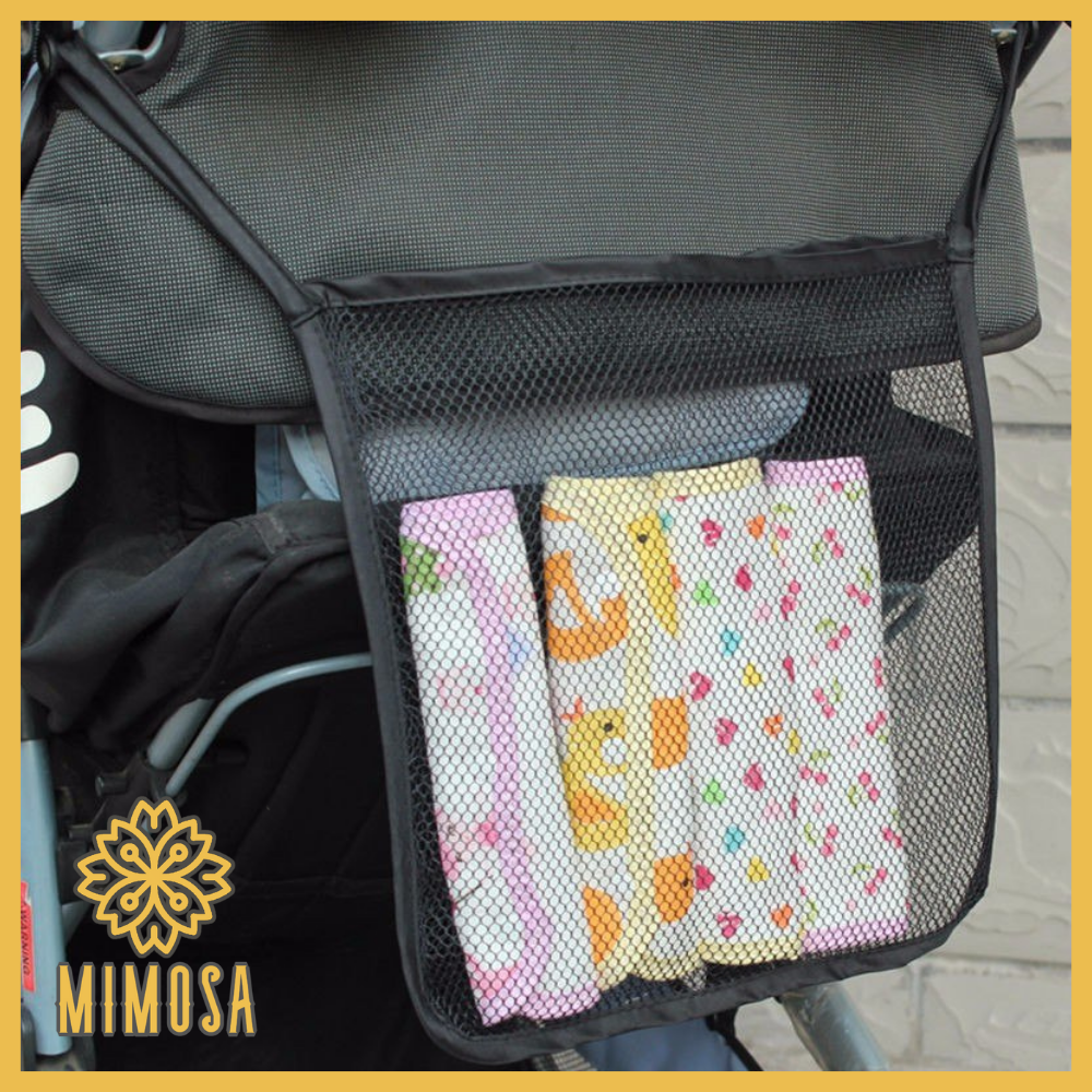 MIMOSA ถุงตาข่ายติดรถเข็นเด็ก อเนกประสงค์ สำหรับใส่ของ ขนาดใหญ่ 30×30 ซม.เพิ่มพื้นที่จัดเก็บของ