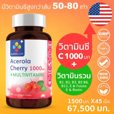 Vitamin C 1000 mg + Multivitamins (Natural Vitamin C from Acerola Cherry Extract) Vitamin B-Complex + Vitamin E in 1 tablet by Alpha Life