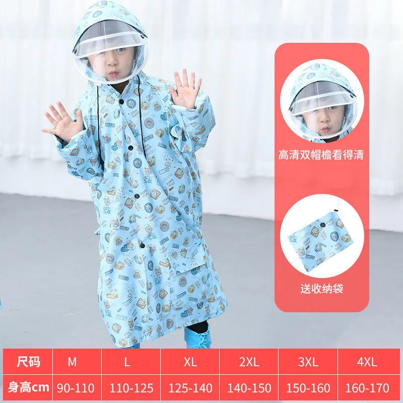 [เสื้อกันฝน Eco] DTL เสื้อกันฝนสำหรับเด็กเสื้อปอนโชปีกคู่แบบหนาพร้อมที่นั่งแบบกระเป๋านักเรียน YY--40